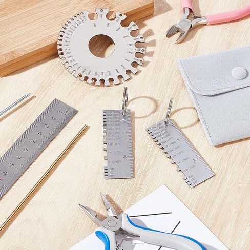 أداة قياس أسلاك AHANDMAKER 3 قطع، أداة قياس سمك الصفائح المعدنية من الفولاذ المقاوم للصدأ، ملحقات لحام لقياس صفائح الكابلات السلكية المستديرة سمك العمل المعدني in Kuwait