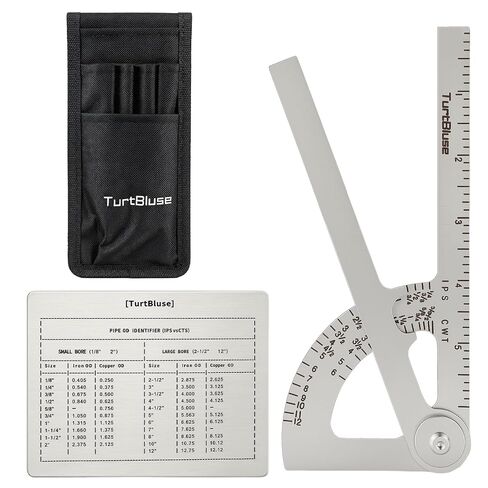 Pocket Pipe Caliper 3PCS Set, 304 Stainless Steel Pipe Measuring Tool up to 12", Pocket Caliper with Double-Sided Reference Card & Tool Pouch, Pipefitter Tools for Iron & Copper Tubing in Kuwait