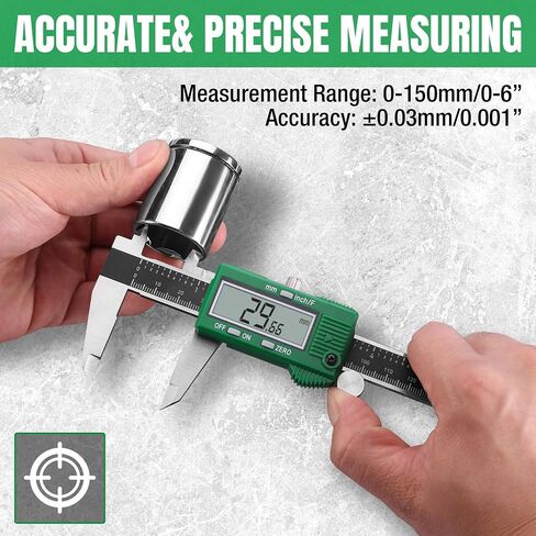 SK 6-Inch Digital Calipers, Vernier Caliper with Large LCD Screen, Caliper Measuring Tool with Auto-Off Feature, Inch/Millimeter/Fraction Conversion, ±0.001" Accuracy in Kuwait
