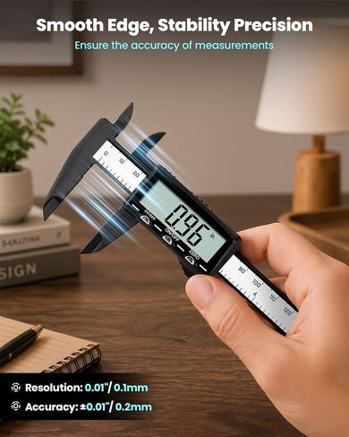 HARDELL Digital Caliper, Rechargeable Plastic Caliper with Large LCD Screen, in/MM Conversion, Protect Case, Auto-Off Caliper Measuring Tool for Household, Watch, Jewelry, DIY, 6 Inch in Kuwait