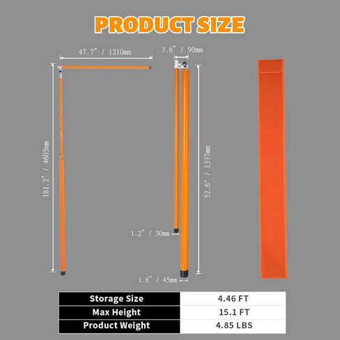 CXRCY 20FT Height Stick for Trucks, Load Height Measuring Stick with Adjustable Pole, Non-Conductive Fiberglass Height Stick with Carrying Bag, Accurately for Car Haulers, Trucks in Kuwait