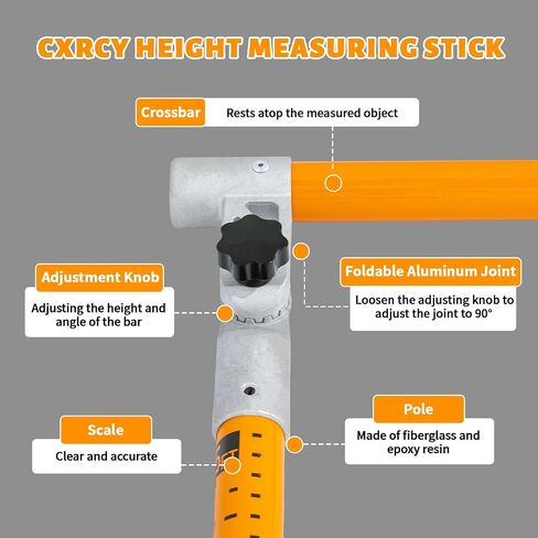 CXRCY 20FT Height Stick for Trucks, Load Height Measuring Stick with Adjustable Pole, Non-Conductive Fiberglass Height Stick with Carrying Bag, Accurately for Car Haulers, Trucks in Kuwait