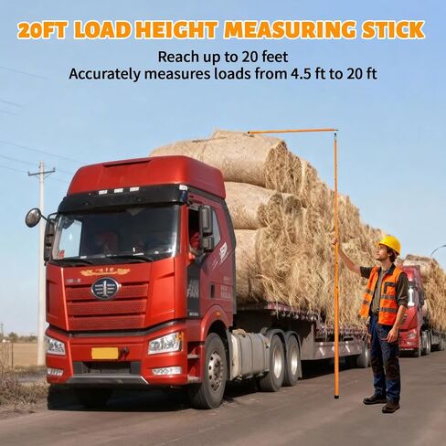 CXRCY 20FT Height Stick for Trucks, Load Height Measuring Stick with Adjustable Pole, Non-Conductive Fiberglass Height Stick with Carrying Bag, Accurately for Car Haulers, Trucks in Kuwait