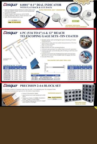 Dasqua 5911-0012 6 Piece TiN Coated 5/16 to 6" Telescoping Gage Set in Kuwait