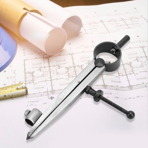 Drafting Compass with Pencil Fixer – Carbon Steel Precision Divider for Metalwork & Leather Craft, Rotating Scriber Tool for Accurate Line Drawing in Kuwait
