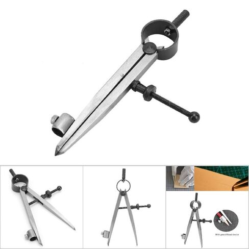 Drafting Compass with Pencil Fixer – Carbon Steel Precision Divider for Metalwork & Leather Craft, Rotating Scriber Tool for Accurate Line Drawing in Kuwait