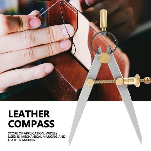 Leather Compass 100mm - Carbon Steel Divider Tool for Leathercraft, DIY Sewing and Mechanical Marking, Adjustable Width with Flat Legs in Kuwait
