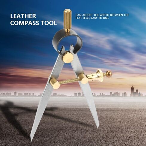 Leather Compass 100mm - Carbon Steel Divider Tool for Leathercraft, DIY Sewing and Mechanical Marking, Adjustable Width with Flat Legs in Kuwait