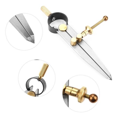 Leather Compass 100mm - Carbon Steel Divider Tool for Leathercraft, DIY Sewing and Mechanical Marking, Adjustable Width with Flat Legs in Kuwait