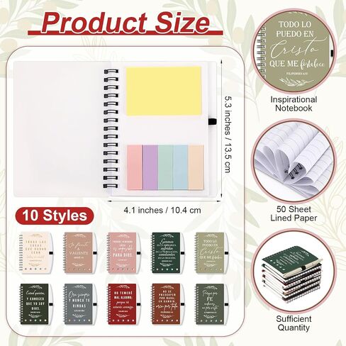 Kosiz 20 Set Regalos Cristianos En Español Spanish Christian Gifts Bulk for Women Mother Day Notebooks and Bible Pens Inspirational Notepads Thank You Gifts for Church Family Colleagues(Neutral) in Saudi Arabia