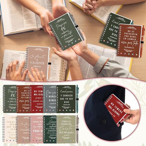 Kosiz 20 Set Regalos Cristianos En Español Spanish Christian Gifts Bulk for Women Mother Day Notebooks and Bible Pens Inspirational Notepads Thank You Gifts for Church Family Colleagues(Neutral) in Saudi Arabia