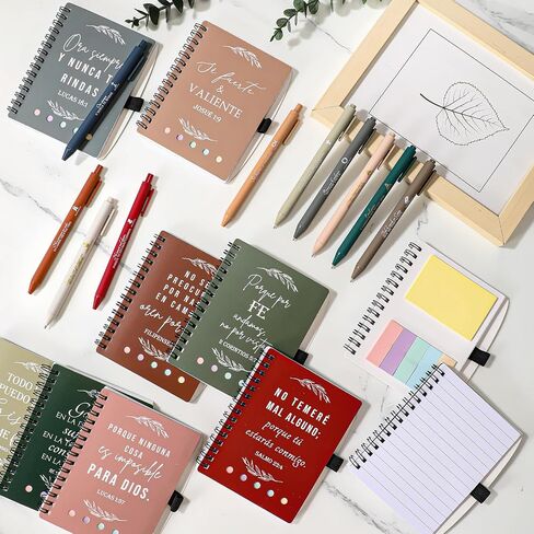 Kosiz 20 Set Regalos Cristianos En Español Spanish Christian Gifts Bulk for Women Mother Day Notebooks and Bible Pens Inspirational Notepads Thank You Gifts for Church Family Colleagues(Neutral) in Saudi Arabia
