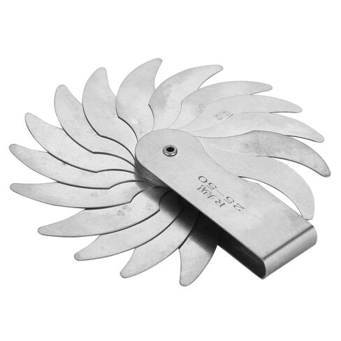 مقياس نصف قطر الفولاذ R25-50/R52-100MM - مقياس نصف قطر فيليه خارجي داخلي مقعر محدب أداة قياس نصف قطر فيليه 16 شفرات (R52-100MM) in Kuwait