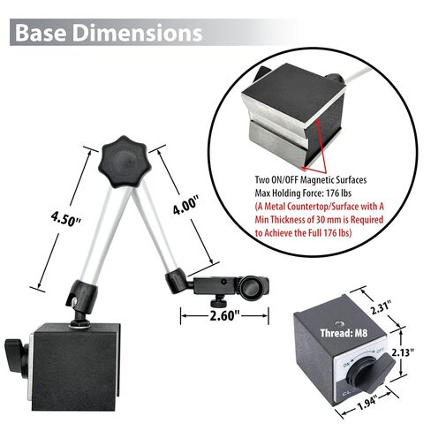 Clockwise Tools Digital Indicator with Magnetic Base Holder Stand, DIBR-0105 0-1 Inch/25.4mm, Inch/Metric Conversion, Auto Off in Kuwait