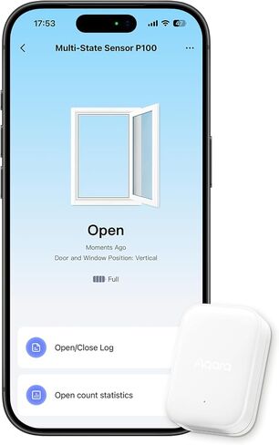 Aqara Multi-State Sensor P100, Thread/Zigbee Door and Window & Vibration Sensor, Open/Close or Object Monitoring, 10-Level Sensitivity, Supports Apple Home, Home Assistant, Alexa, White in Kuwait