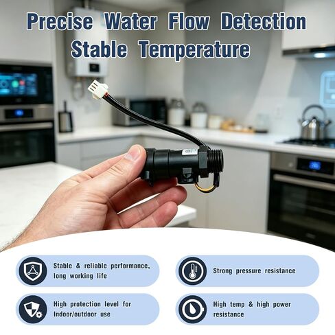 Water Heater Flow Sensors, Replacement Water Flow Sensor Hall Effect Flow Switch Accessories Flow Rate Turbine Flow Meter Easy Installation for RV Motorhome Gas Tankless Water Heater Home in Kuwait