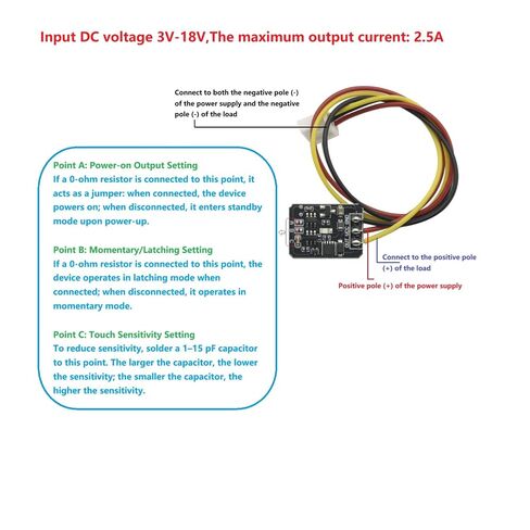 2PCS Capacitive Touch Switch Sensor DC 3V-18V 12V 2A Touch Bistable Induction Switch LED Relay Switching Power Light Control in Kuwait