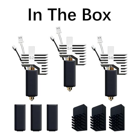for ELEGOO Centauri Carbon Hotend Kit (3pcs), Pre-Installed 0.2mm/0.4mm/0.6mm Brass Hardened Steel Nozzle, Extruder kit Has Pre-Installed Heat Sink,with 3PK Silicone Socks and 3PK Nozzle Wipes in Kuwait