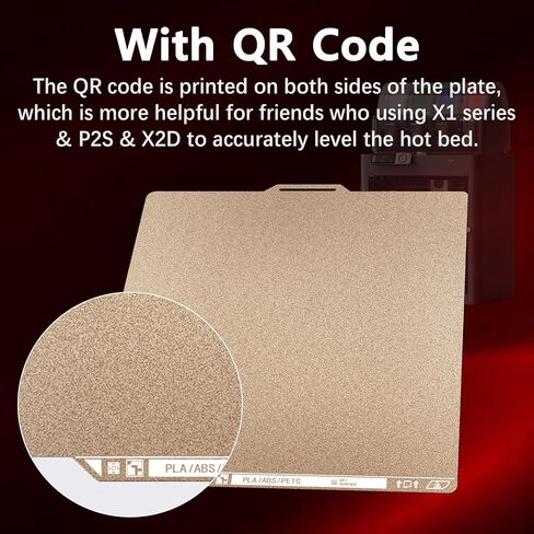 Bamboo Textured PEI Plate with QR Code for X2D/P2S X1/X1C/P1P/A1/P1S Build Plate 256x256MM Excellent First-Layer Adhesion&Improved Durability for PLA, TPU, PETG,ABS and Nylon,ect. for Bambu lab Plate in Kuwait