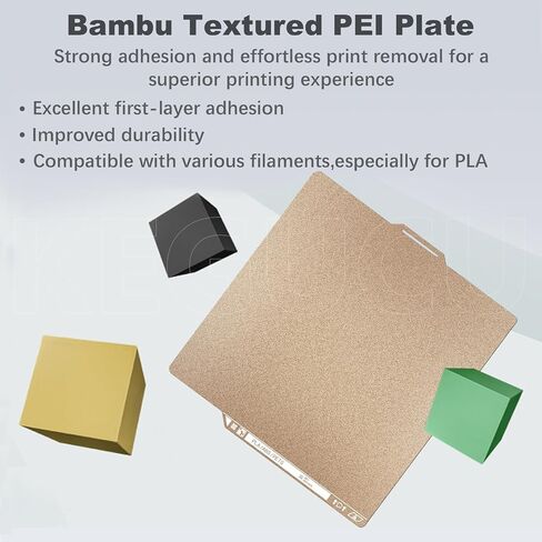 Bamboo Textured PEI Plate with QR Code for X2D/P2S X1/X1C/P1P/A1/P1S Build Plate 256x256MM Excellent First-Layer Adhesion&Improved Durability for PLA, TPU, PETG,ABS and Nylon,ect. for Bambu lab Plate in Kuwait