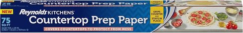Reynolds Kitchens Countertop Prep Paper,Non Slip Kitchen Counter Protector Paper for Food Prep,Moisture,and Grease Protection,Writable Surface,16.66 Yards x 18 Inches,75 Total Sq.Ft.(Pack of 2) in Kuwait