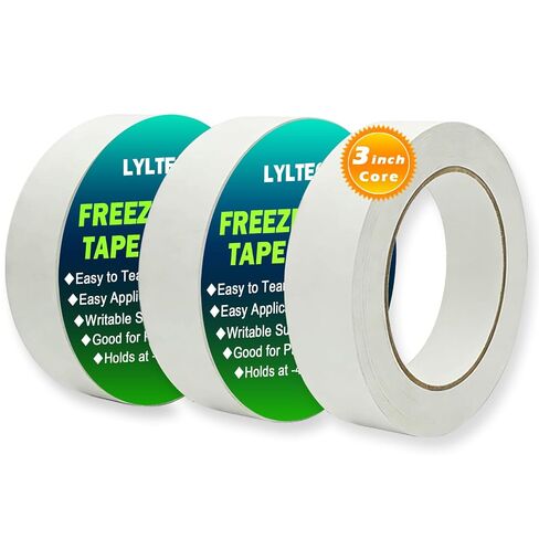 LYLTECH Freezer Tape 3 Rolls (164 Yards Total) - 3" Core,Residue-Free Food Storage Container Labels, Low Temp Writable Masking Tape for Meal Prep and Meat Wrapping, Each Roll 0.79" x 54.7 Yds in Kuwait