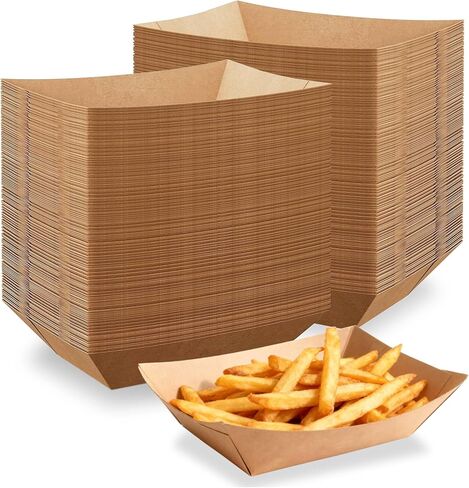250 Pack 2lb Paper Food Boats - Heavy-Duty Food Trays Disposable,Paper Food Trays for Hot Dog,Nacho,Fries,Onion Rings,Ice Cream or Other Snacks in Kuwait