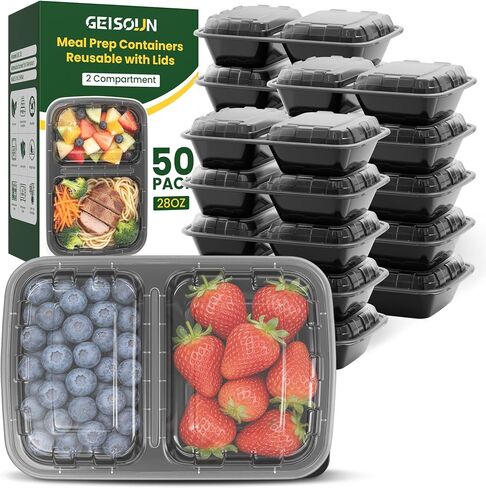 18oz Round 50-Pack Meal Prep Containers Reusable with Lids, To Go Take Out Plastic Food Storage Containers with Lids, Sturdy Leakproof & Food Safe, Microwave Freezer Dishwasher Safe Prep Containers in Kuwait
