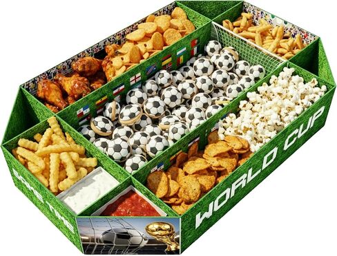 World Cup Decorations 2026 – Large Soccer Snack Serving Tray & Soccer Party Decorations, Paper Divided Appetizer Food Snack Holder for World Cup Decor, Birthday & Soccer Theme Party Favors in Kuwait