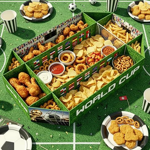 World Cup Decorations 2026 – Large Soccer Snack Serving Tray & Soccer Party Decorations, Paper Divided Appetizer Food Snack Holder for World Cup Decor, Birthday & Soccer Theme Party Favors in Kuwait