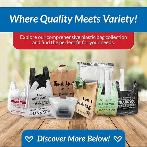 Reli. Thank You Bags | 600 Pack | White Thank You Plastic Bags with Handles | Ideal for Grocery, Shopping, Food Take Out, Restaurants, Small Business (11.5" x 6.5" x 21") in Kuwait