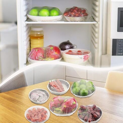 100pcs Food-Grade Stretch Lid Covers, Extra Large Reusable Silicone Bowl Covers for Restaurants, BBQ, Home, Transparent & Odorless Food Saver for Holidays in Kuwait