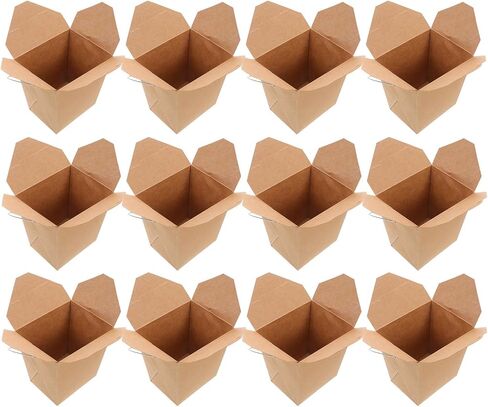 Angoily 50pcs Kraft Paper Hot Food Take out Boxes with Wire Handle, 16oz Chinese Food Containers for Restaurants, Travel, and Catering Packaging in Kuwait
