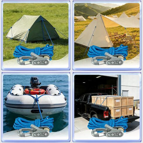 6 Pack Metal Rope Adjusters, Rustproof Heavy Duty Guyline Tensioners with 9FT Reflective Braided Cords for Camping Tent, Tarp, RV Awning & Boat Cover in Kuwait