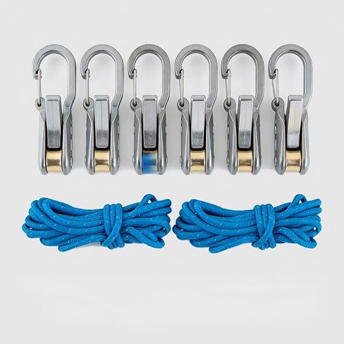 6 Pack Metal Rope Adjusters, Rustproof Heavy Duty Guyline Tensioners with 9FT Reflective Braided Cords for Camping Tent, Tarp, RV Awning & Boat Cover in Kuwait