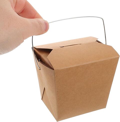 Angoily 50pcs Kraft Paper Hot Food Take out Boxes with Wire Handle, 16oz Chinese Food Containers for Restaurants, Travel, and Catering Packaging in Kuwait