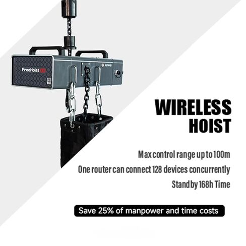 Mode FreeHoist 1 Ton Electric Chain Hoist & Battery Powered Hoist, 2200lbs Cordless Electric Hoist Winch, 110V Stage Chain Hoist, WiFi APP Multi-Control for Stage, Theater & Event Production in Kuwait