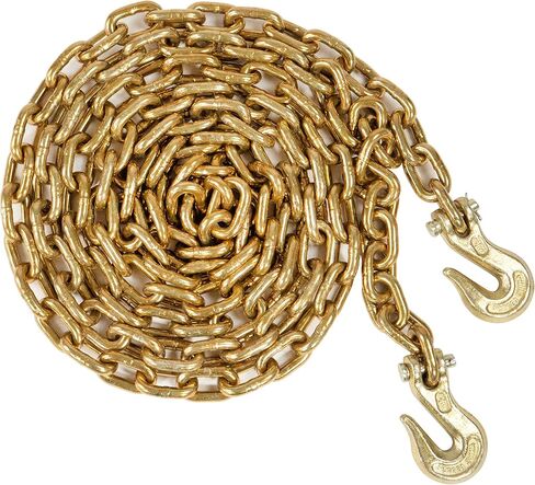 US Cargo Control Grade 70 Transport Chain With Clevis Grab Hooks, 3/8 Inch x 16 Foot Load Chain, Easily Secure Heavy Loads To A Truck Or Flatbed Trailer, 6,600 Pound Working Load Limit Each, Case Of 2 in Kuwait
