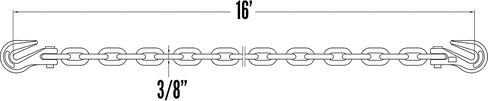 US Cargo Control Grade 70 Transport Chain With Clevis Grab Hooks, 3/8 Inch x 16 Foot Load Chain, Easily Secure Heavy Loads To A Truck Or Flatbed Trailer, 6,600 Pound Working Load Limit Each, Case Of 2 in Kuwait