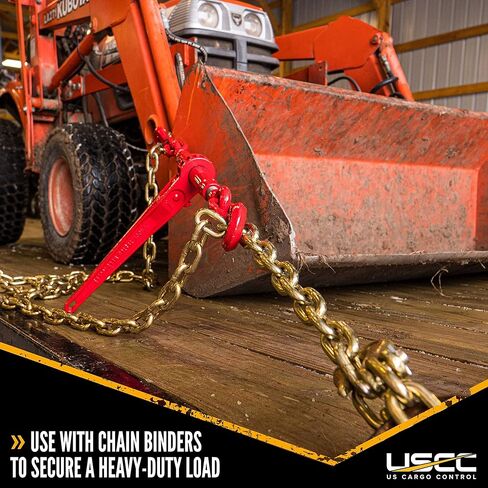 US Cargo Control Grade 70 Transport Chain With Clevis Grab Hooks, 3/8 Inch x 16 Foot Load Chain, Easily Secure Heavy Loads To A Truck Or Flatbed Trailer, 6,600 Pound Working Load Limit Each, Case Of 2 in Kuwait