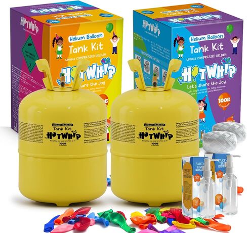 22L Helium Tank for Balloons at Home, Up to 100 Latex Balloons | 99.99% Helium Tank Disposable with 100ML Balloon Protection Fluid, 100 Latex Balloons And Ribbons in Kuwait