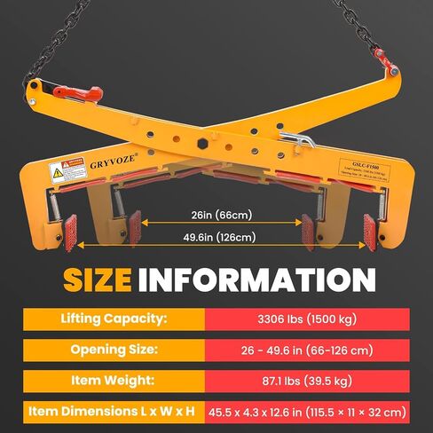 3306 lbs Granite Slab Lifting Clamp, Adjustable Range: 26"-49.6", Heavy Duty Stone Lifting Clamps for Carrying and Vertical Transport of Marble, Concrete Blocks, Slate Sheets, Curb Stones in Kuwait
