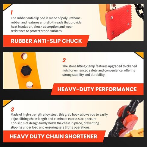 3306 lbs Granite Slab Lifting Clamp, Adjustable Range: 26"-49.6", Heavy Duty Stone Lifting Clamps for Carrying and Vertical Transport of Marble, Concrete Blocks, Slate Sheets, Curb Stones in Kuwait