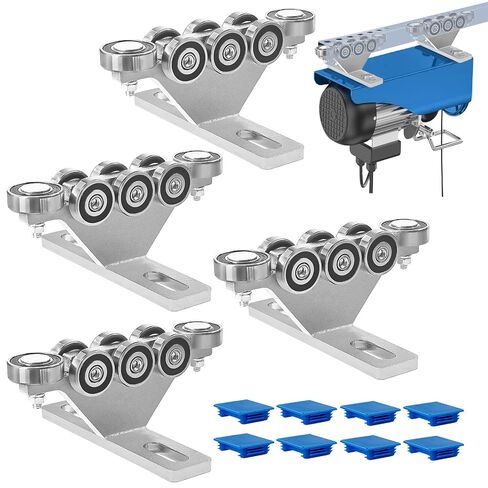 6+2 Wheel Hoist Trolley with Roller Limit, Unistrut Trolley Kit for Electric Hoist, Anti-Lock & Anti-Fall, Use with All 1-5/8" Wide or Taller Strut Channel, for Garage/Workshop Silent Systems in Saudi Arabia