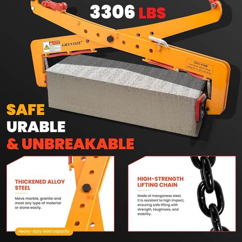 3306 lbs Granite Slab Lifting Clamp, Adjustable Range: 26"-49.6", Heavy Duty Stone Lifting Clamps for Carrying and Vertical Transport of Marble, Concrete Blocks, Slate Sheets, Curb Stones in Kuwait