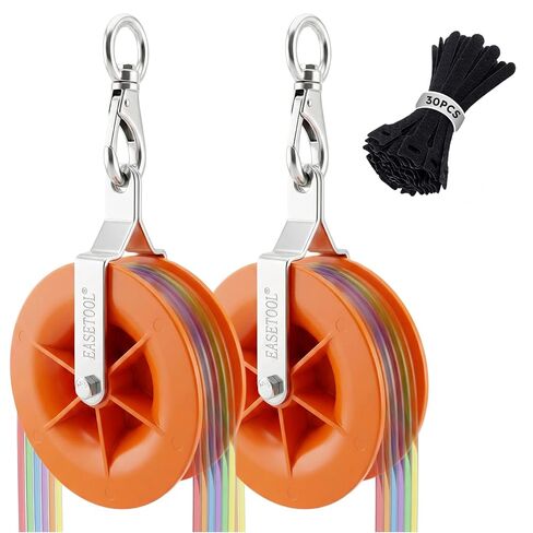EASETOOL® 2Pack Cable Pulley, for Low Voltage Electrical, Network, Coax Cable. Bracket Chamfer-Protective, 30pc Cable Ties-Reusable, 360°Swivel Ring&Anti-Friction Bear-Smooth, Hold up to 20 CAT5&6. in Kuwait