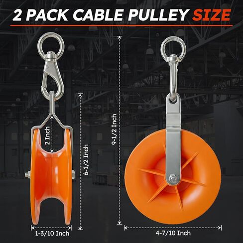 EASETOOL® 2Pack Cable Pulley, for Low Voltage Electrical, Network, Coax Cable. Bracket Chamfer-Protective, 30pc Cable Ties-Reusable, 360°Swivel Ring&Anti-Friction Bear-Smooth, Hold up to 20 CAT5&6. in Kuwait