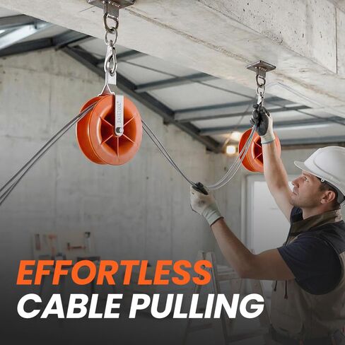 EASETOOL® 2Pack Cable Pulley, for Low Voltage Electrical, Network, Coax Cable. Bracket Chamfer-Protective, 30pc Cable Ties-Reusable, 360°Swivel Ring&Anti-Friction Bear-Smooth, Hold up to 20 CAT5&6. in Kuwait