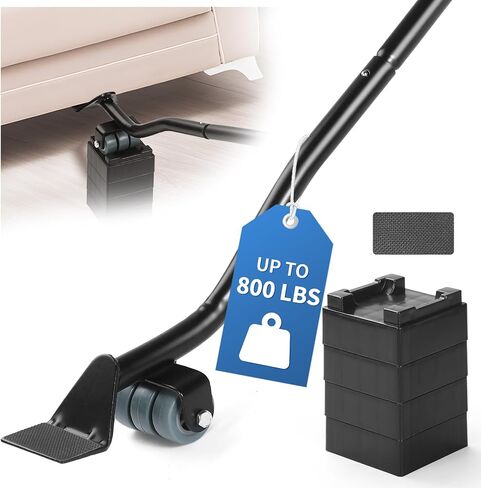 Furniture Lifter Tool Set – Save 80% Effort – Lifts up to 400 lbs – Heavy-Duty Steel Lever with 4 Plastic Base Pads, Ideal for Moving Sofas, Appliances, Furniture Jack Lifter Tool (25 in) in Kuwait