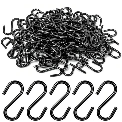 Dpyrrhic 100PCS 1 Inch S Hooks, Mini Stainless Steel Black S Hooks for Hanging Plants, DIY Crafts, Jewelry, Key Ring and Christmas Ornaments in Kuwait